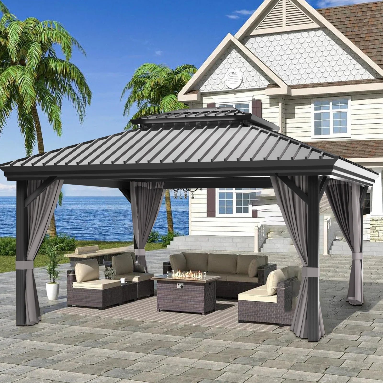 vitcher-llc-vitcher-llc-patioslife-hardtop-pergola-gazebo-grey-10-ft-12-ft-aluminum-frame-01-20260725082731-02927258.jpg Patioslife Hardtop Pergola Gazebo Grey 10 ft×12 ft Aluminum Frame Galvanized Steel Roof - Image 1