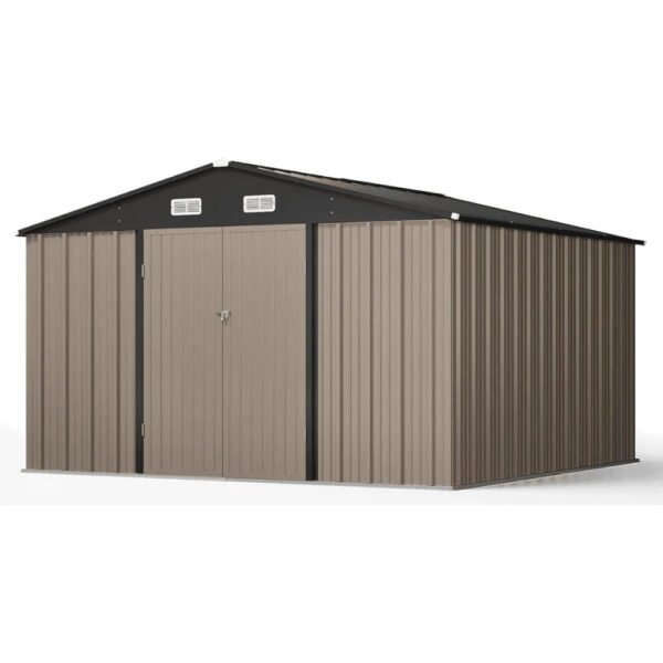 VEIKOUS 10 ft. x 10 ft. Outdoor Metal Storage Shed with Lockable Door and Vents, Gray