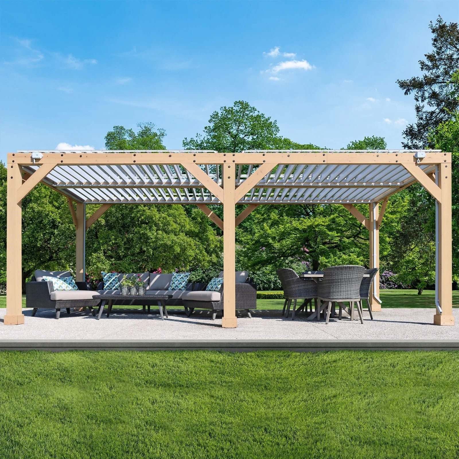 vitcher-llc-vitcher-llc-yardistry-10-20-ft-natural-cedar-wooden-louvered-pergola-01-20260725082752-01d992bf.jpg Yardistry 10×20 ft Natural Cedar Wooden Louvered Pergola - Image 1
