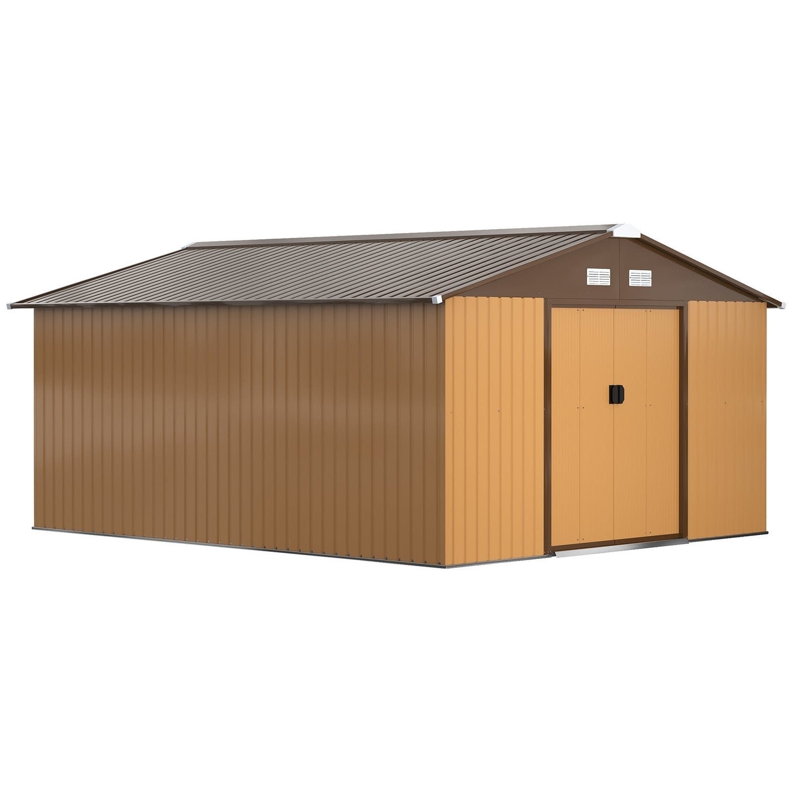 vitcher-outsunny-outdoor-storage-shed-yellow-11-x-13-galvanized-steel-1-1.jpg Outsunny Outdoor Storage Shed Yellow 11′ x 13′ Galvanized Steel - Image 1